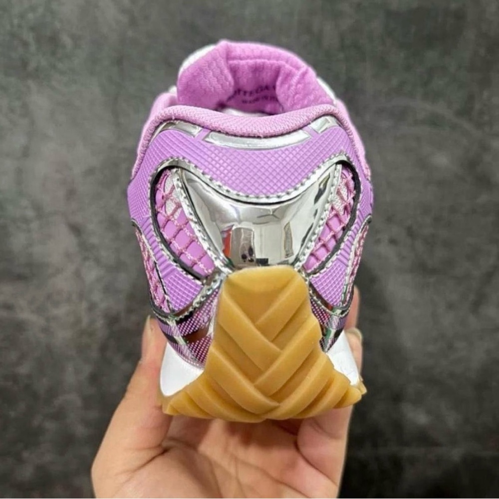Bottega Veneta Kids Pink and Silver Sneakers